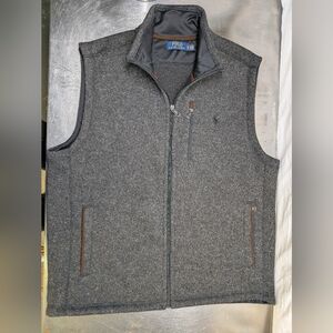 Polo Ralph Lauren Men's XL Performance Vest Grey Melange Quilted Trim EUC